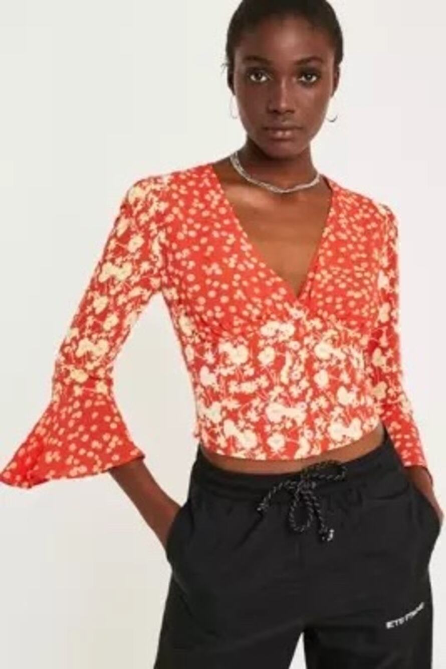 Free People Lady Bohemian Cropped Floral Top